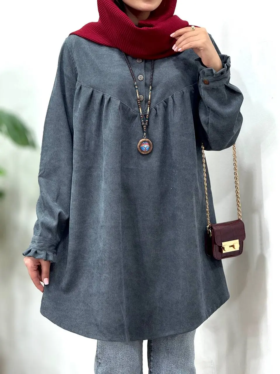 مانتو پاییزه یقه چین آیسو مانلی 1